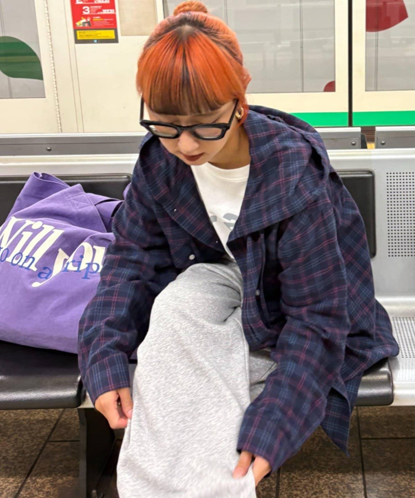 【亞卡企劃】帶食物口袋的混搭加工格子襯衫