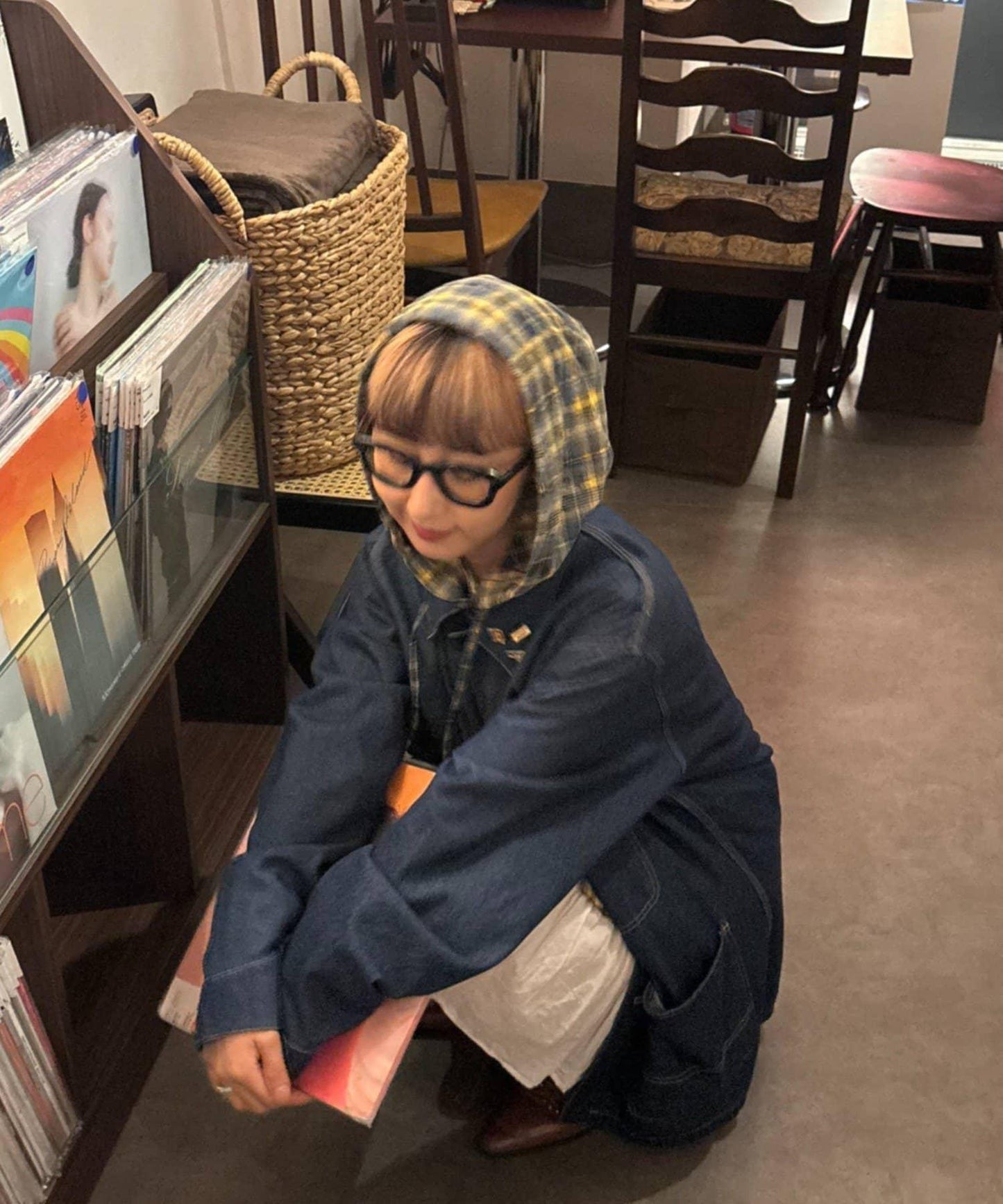 【亞卡企劃】帶食物口袋的混搭加工格子襯衫