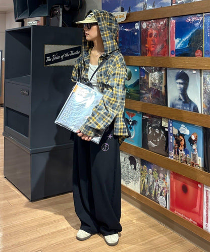 【亞卡企劃】帶食物口袋的混搭加工格子襯衫