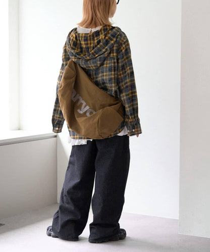 【亞卡企劃】帶食物口袋的混搭加工格子襯衫