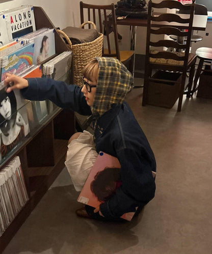 【亞卡企劃】帶食物口袋的混搭加工格子襯衫