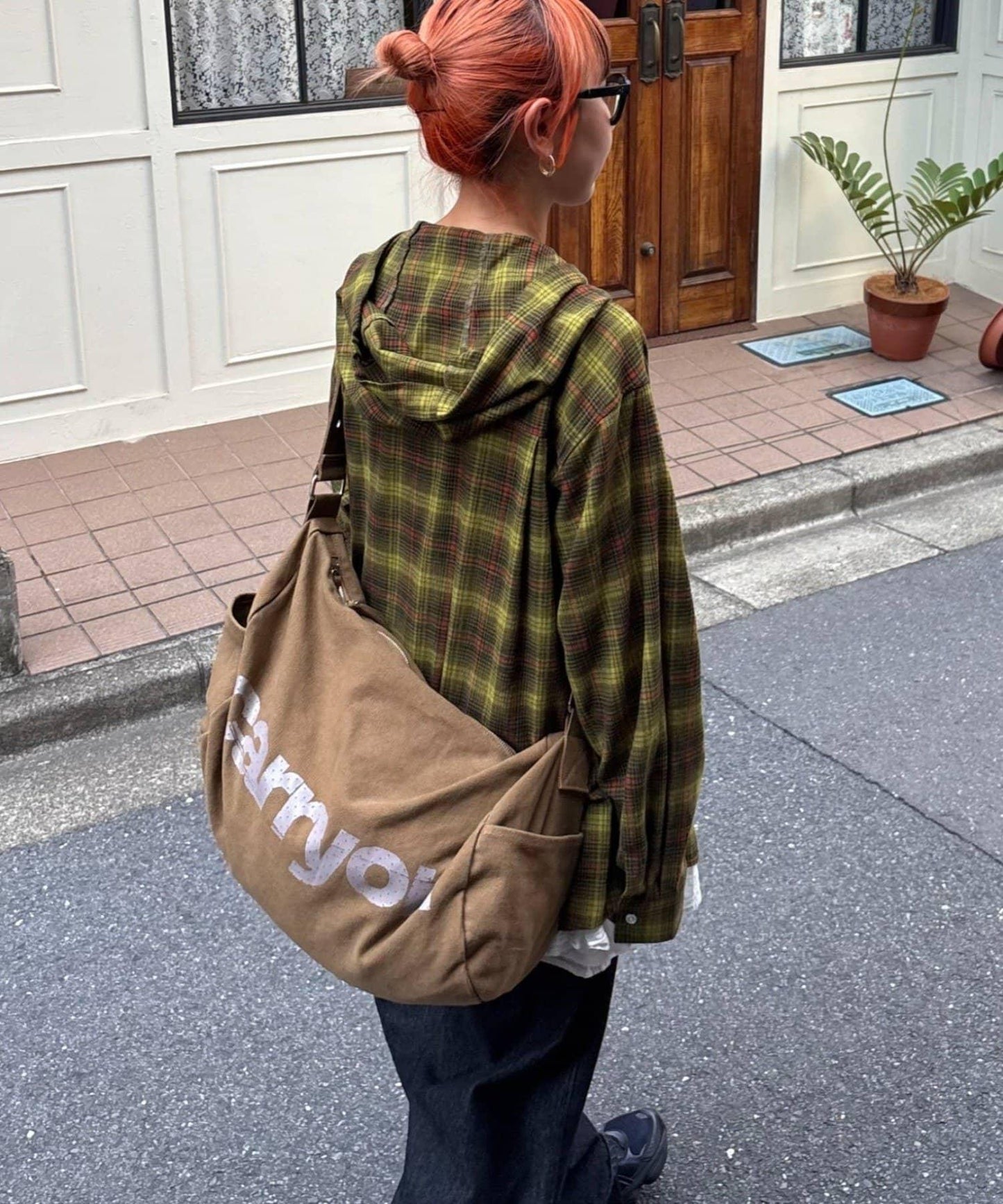 【亞卡企劃】帶食物口袋的混搭加工格子襯衫