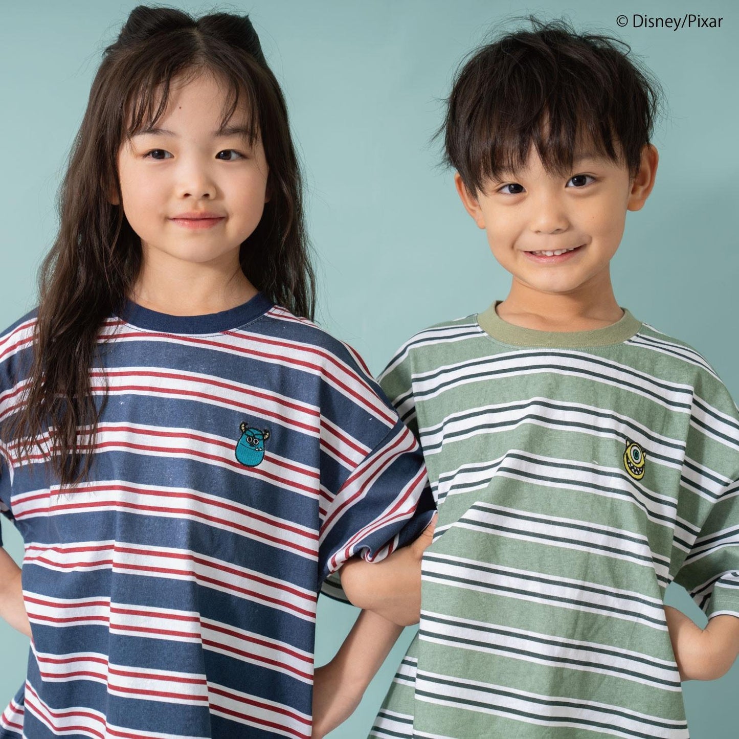 【怪獸電力公司】多色條紋寬鬆短袖T恤