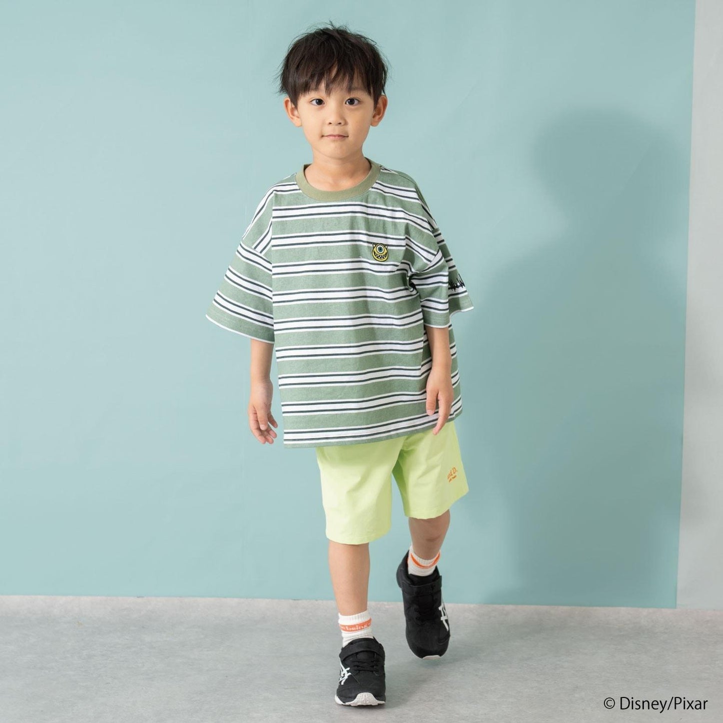 【怪獸電力公司】多色條紋寬鬆短袖T恤