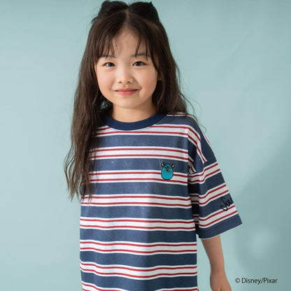 【怪獸電力公司】多色條紋寬鬆短袖T恤