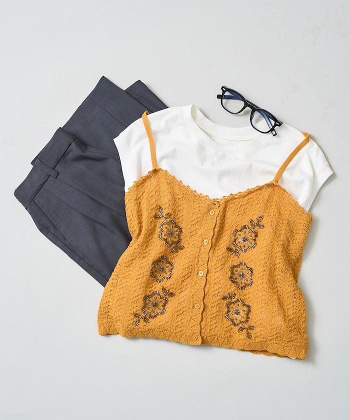 透視編織 珠片刺繡吊帶背心 胸衣