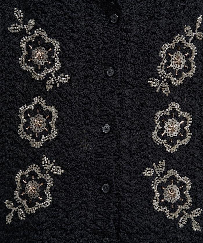 透視編織 珠片刺繡吊帶背心 胸衣