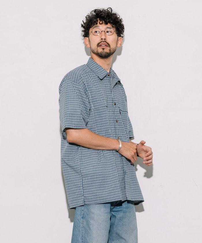 聯名 新款 釣魚口袋 短袖格子襯衫