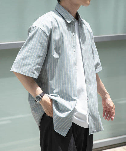 多色條紋立領襯衫