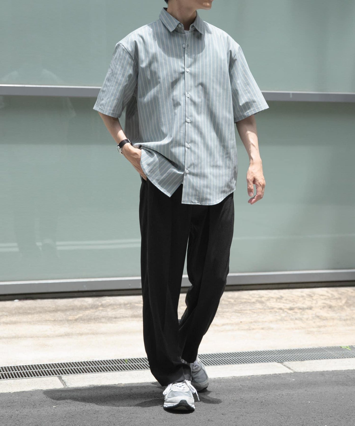 多色條紋立領襯衫