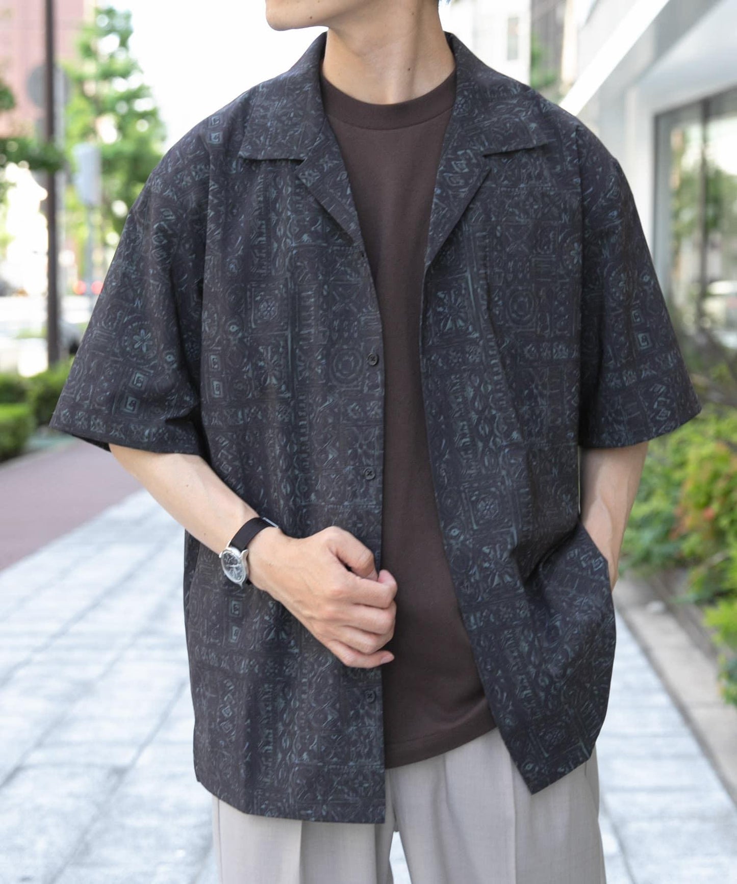 蠟染印花開領襯衫