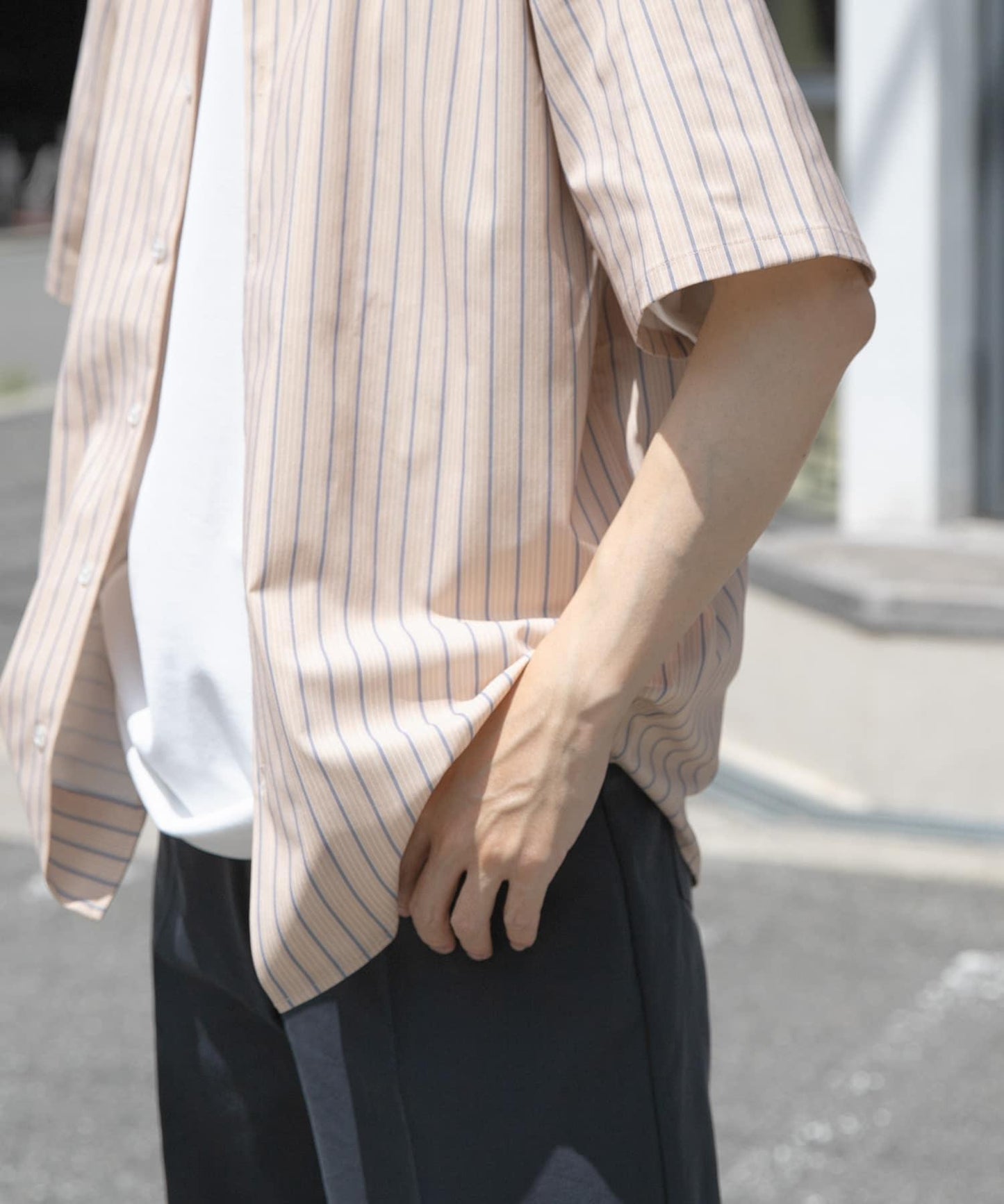 多色條紋立領襯衫