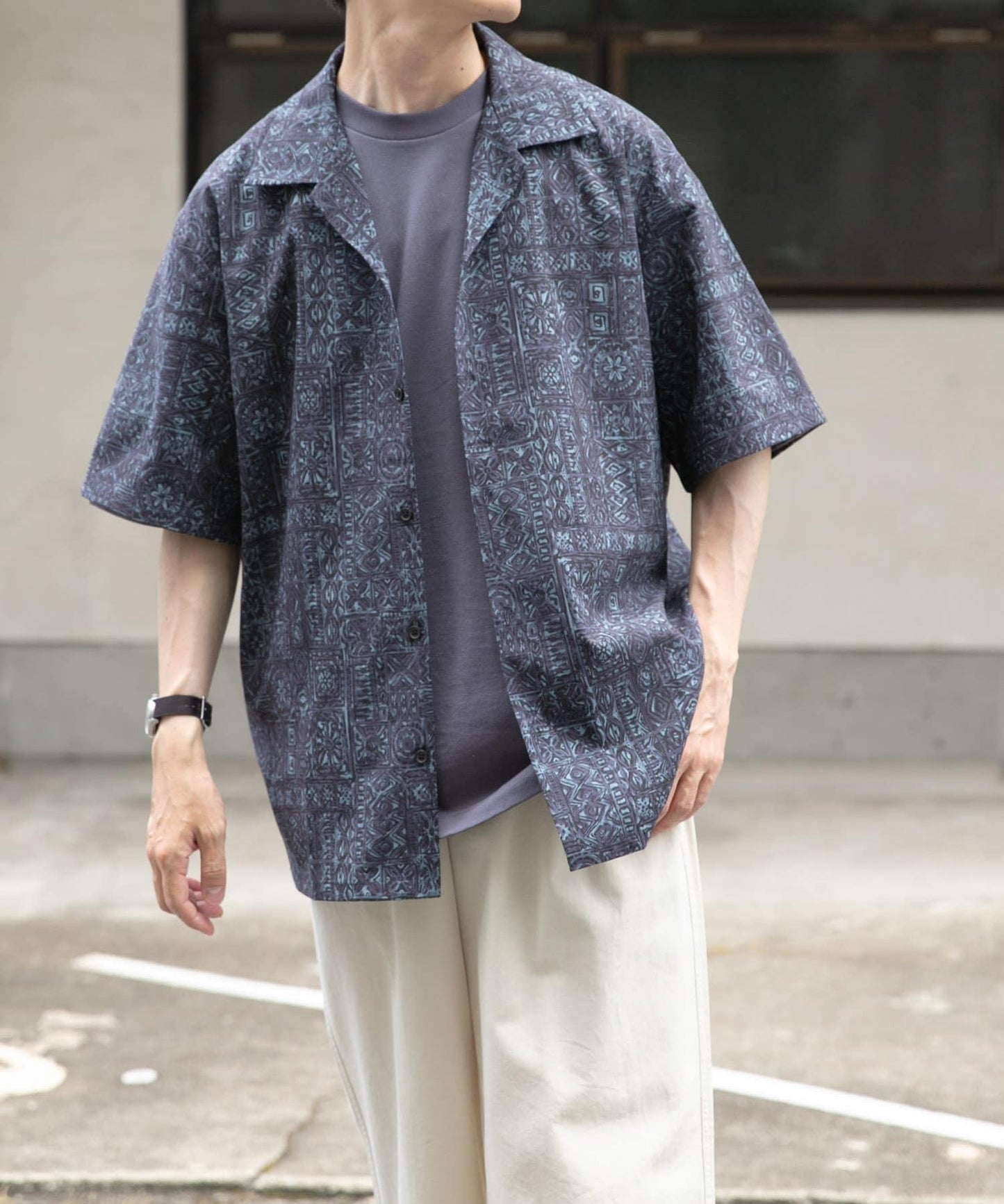 蠟染印花開領襯衫