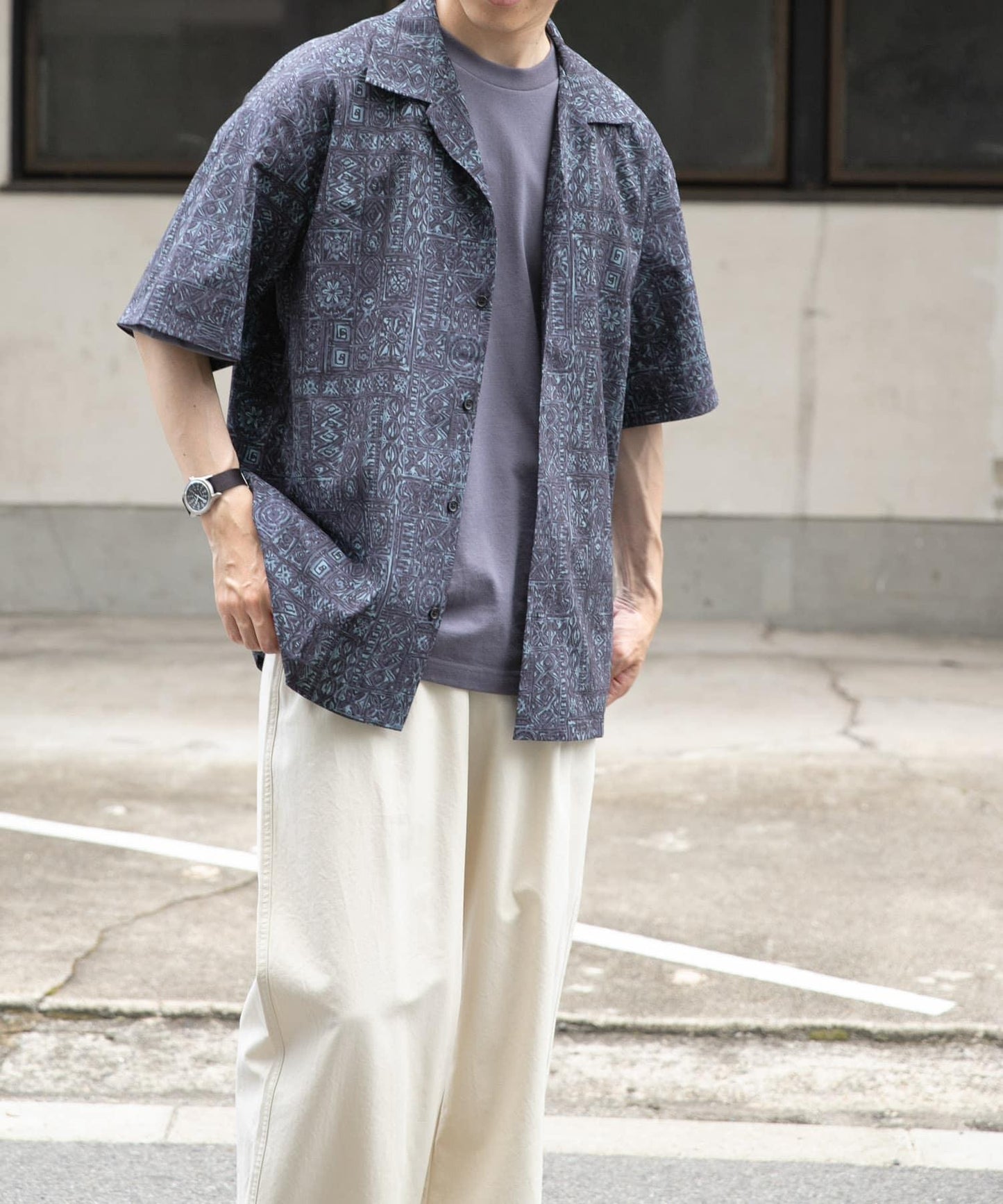 蠟染印花開領襯衫