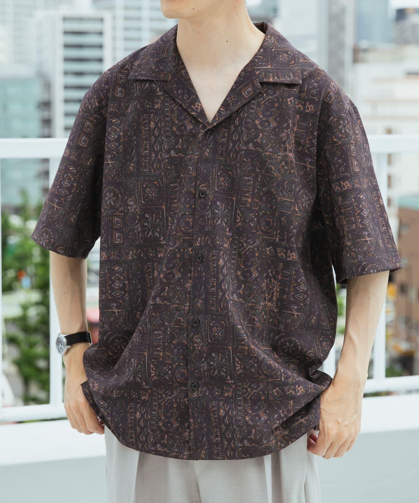蠟染印花開領襯衫