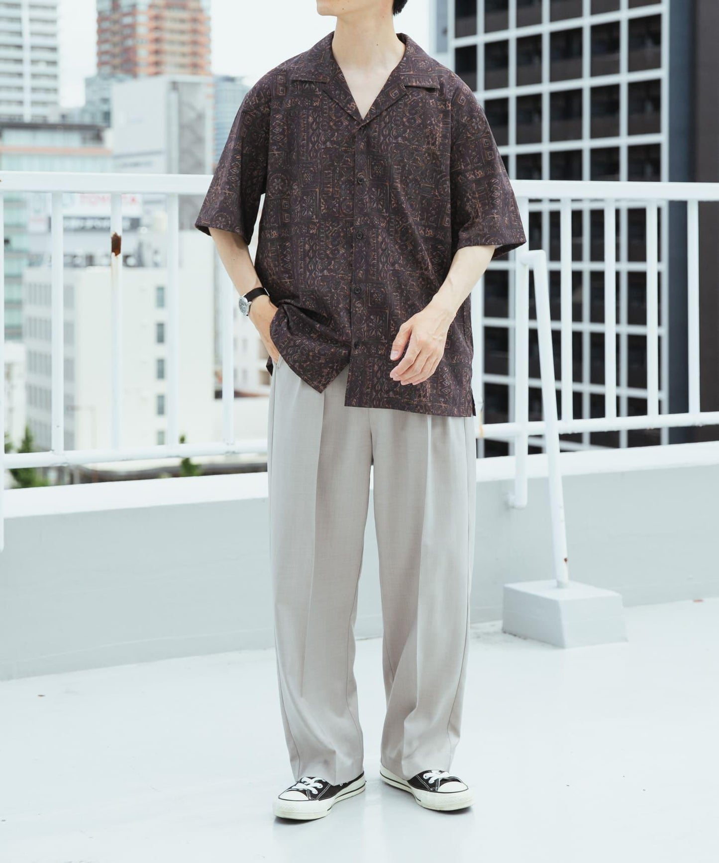 蠟染印花開領襯衫