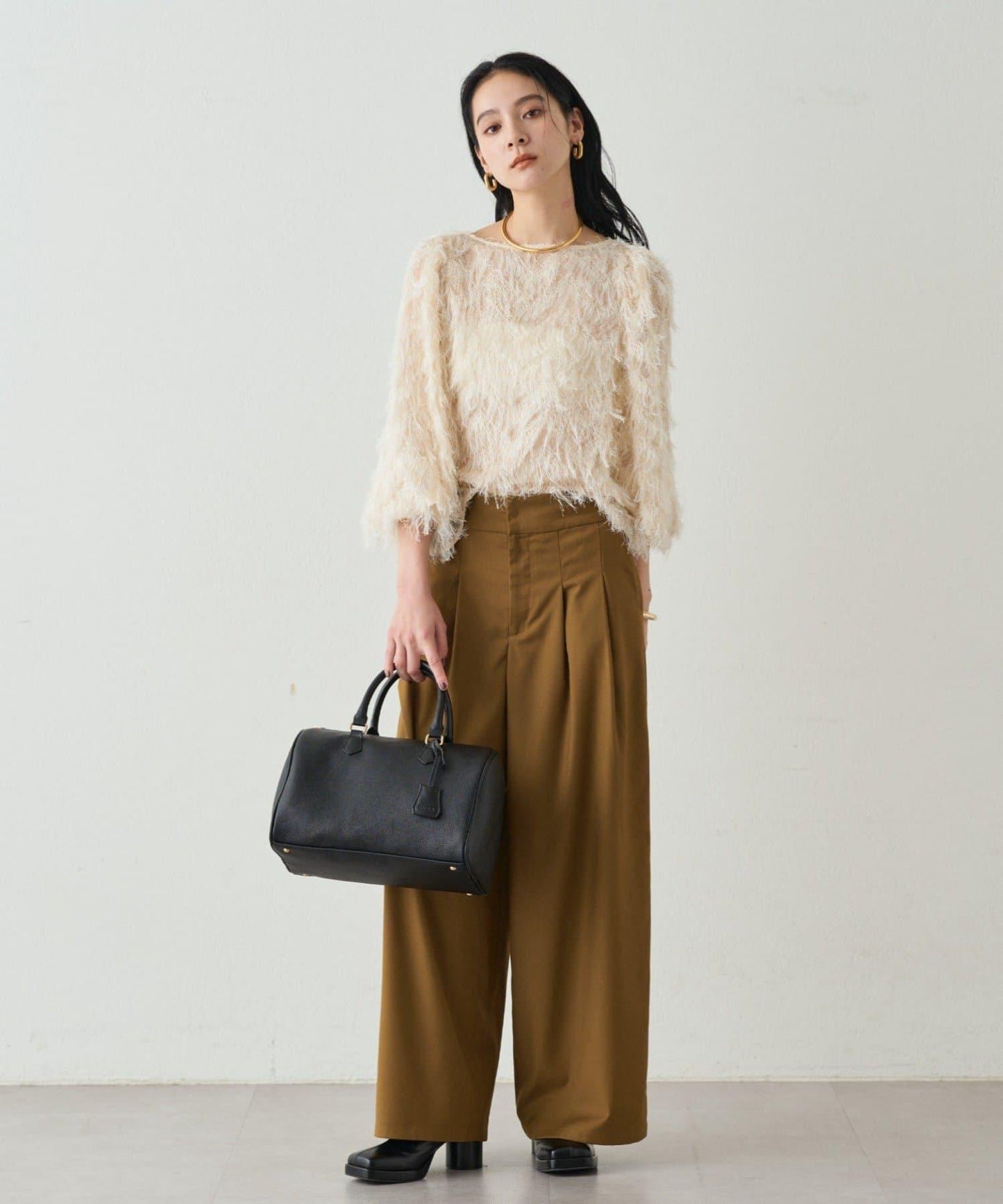 【Loungedress】提花羽毛襯衫