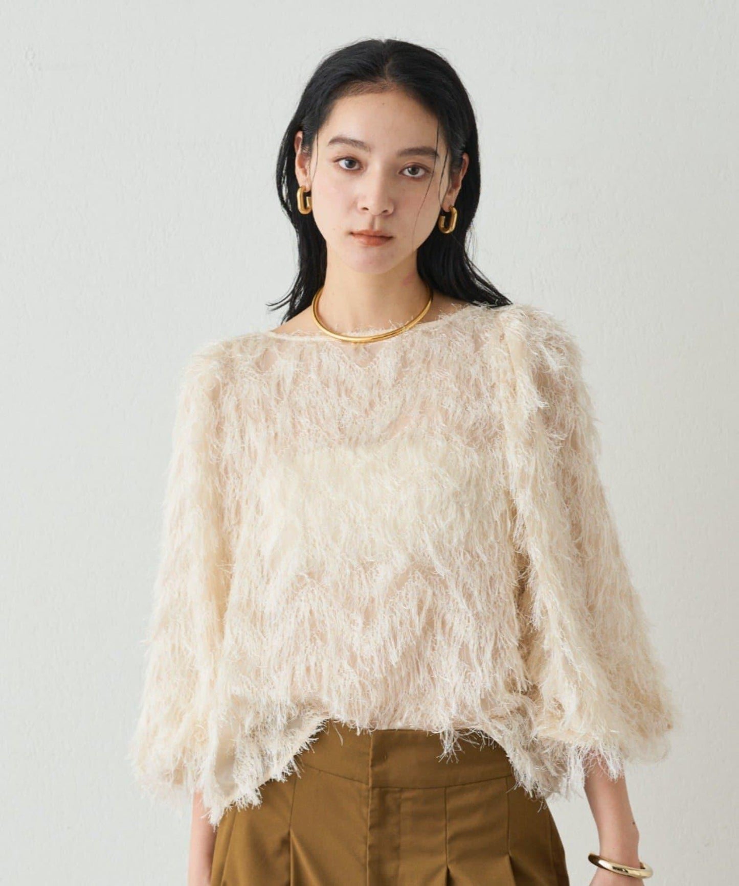 【Loungedress】提花羽毛襯衫