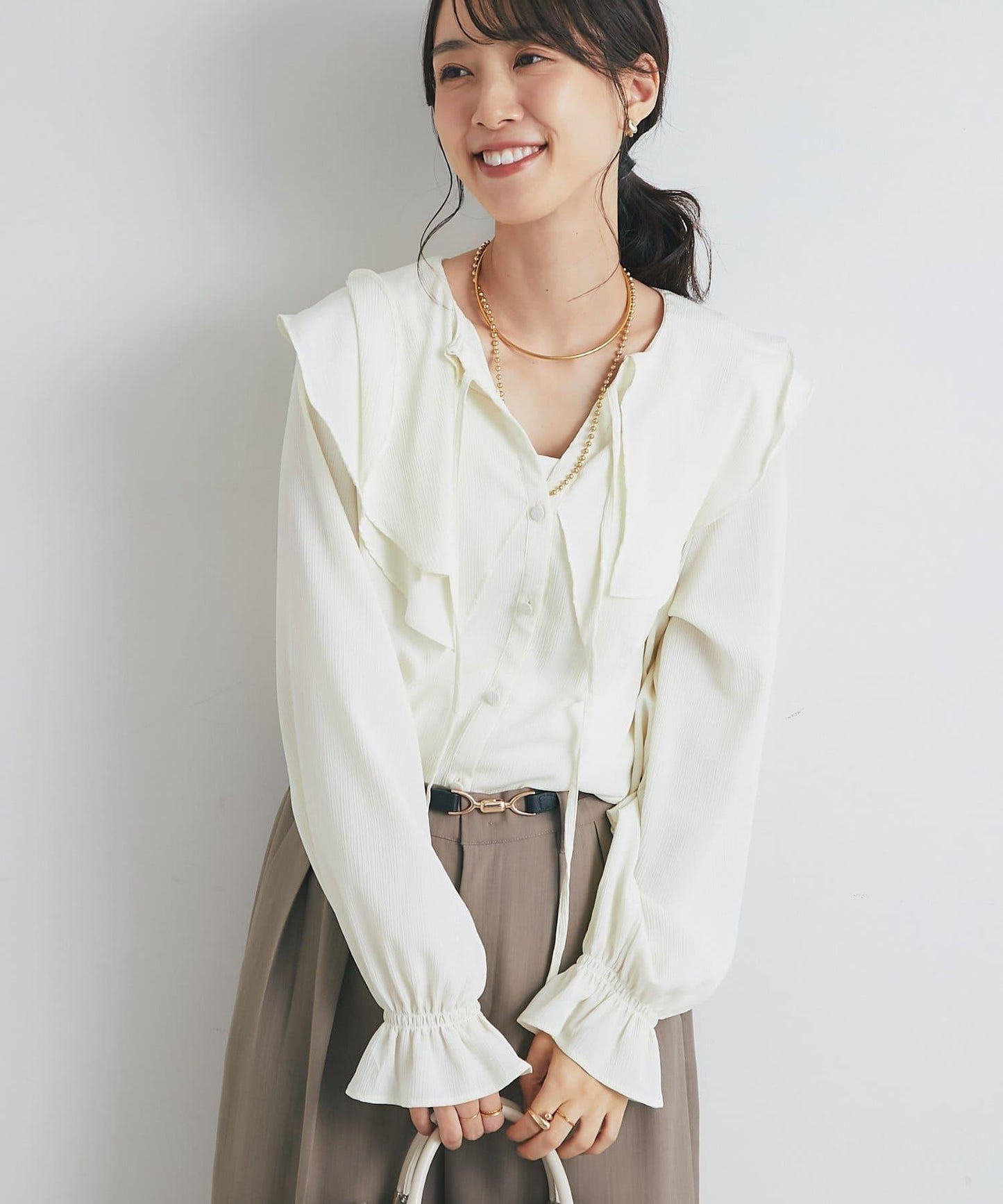 《成熟女性優雅氛圍◎》褶邊寬鬆上衣