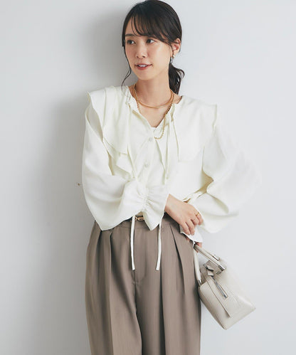 《成熟女性優雅氛圍◎》褶邊寬鬆上衣