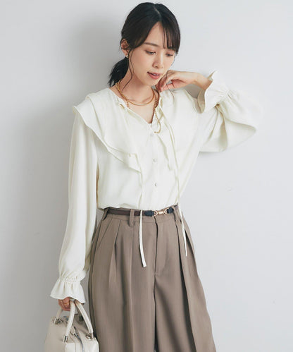 《成熟女性優雅氛圍◎》褶邊寬鬆上衣
