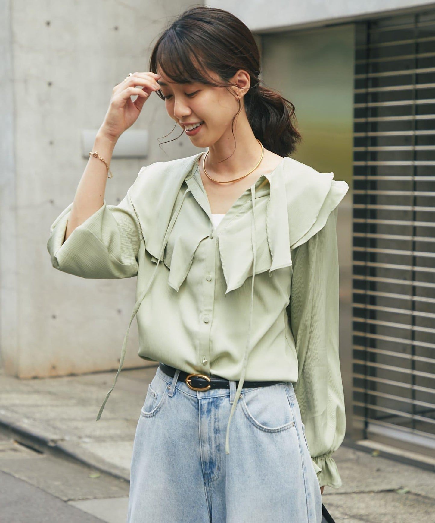 《成熟女性優雅氛圍◎》褶邊寬鬆上衣