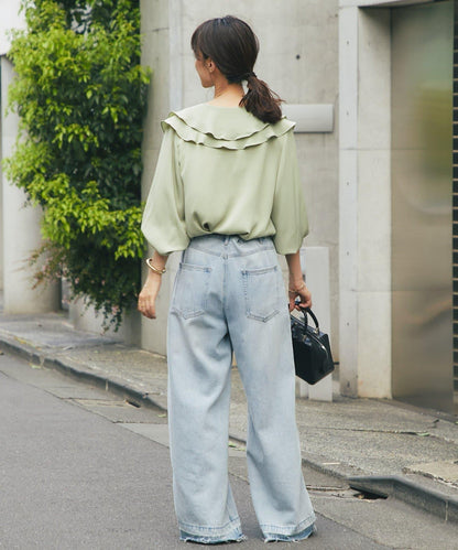 《成熟女性優雅氛圍◎》褶邊寬鬆上衣