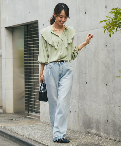 《成熟女性優雅氛圍◎》褶邊寬鬆上衣