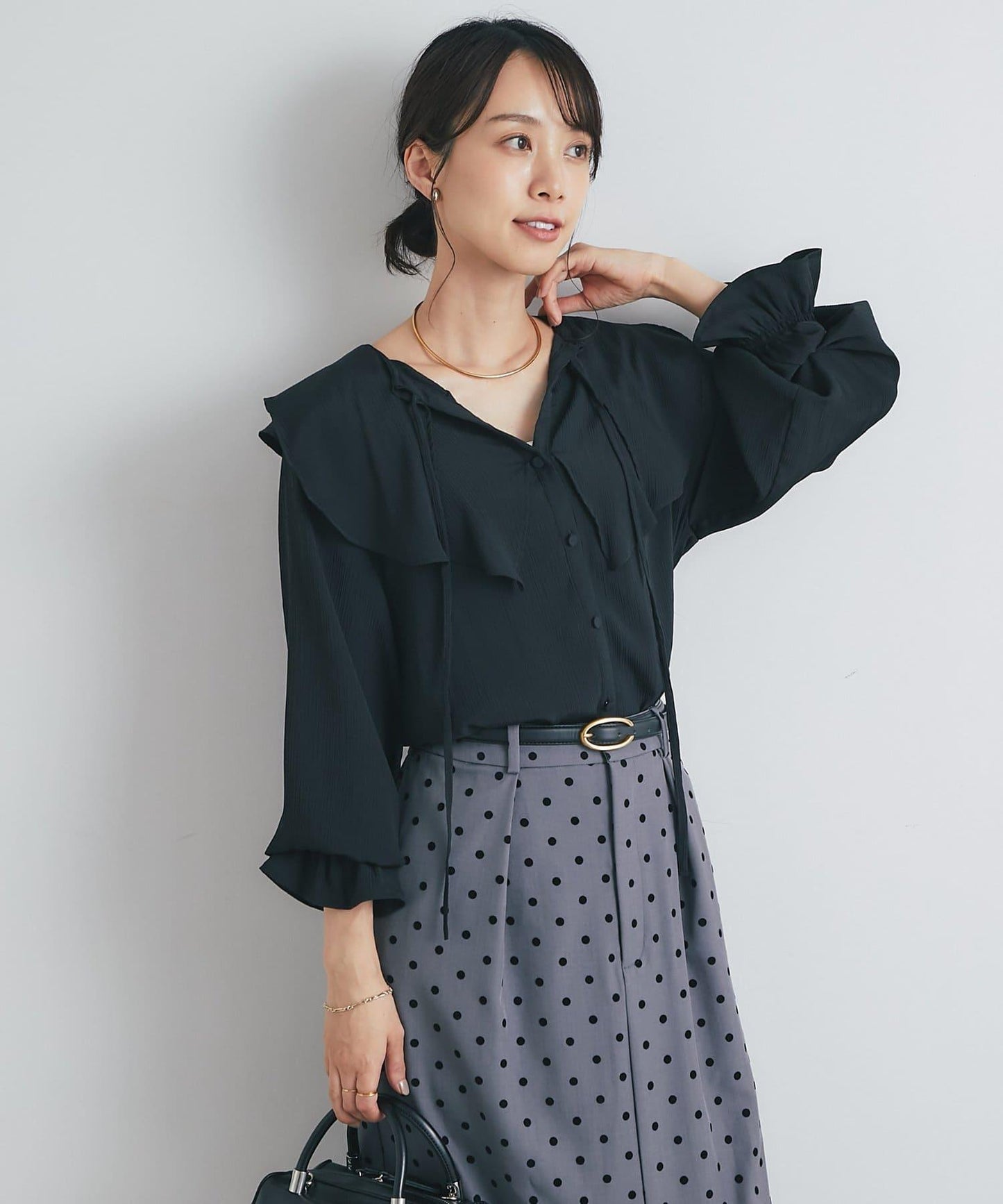 《成熟女性優雅氛圍◎》褶邊寬鬆上衣