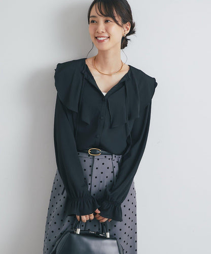 《成熟女性優雅氛圍◎》褶邊寬鬆上衣