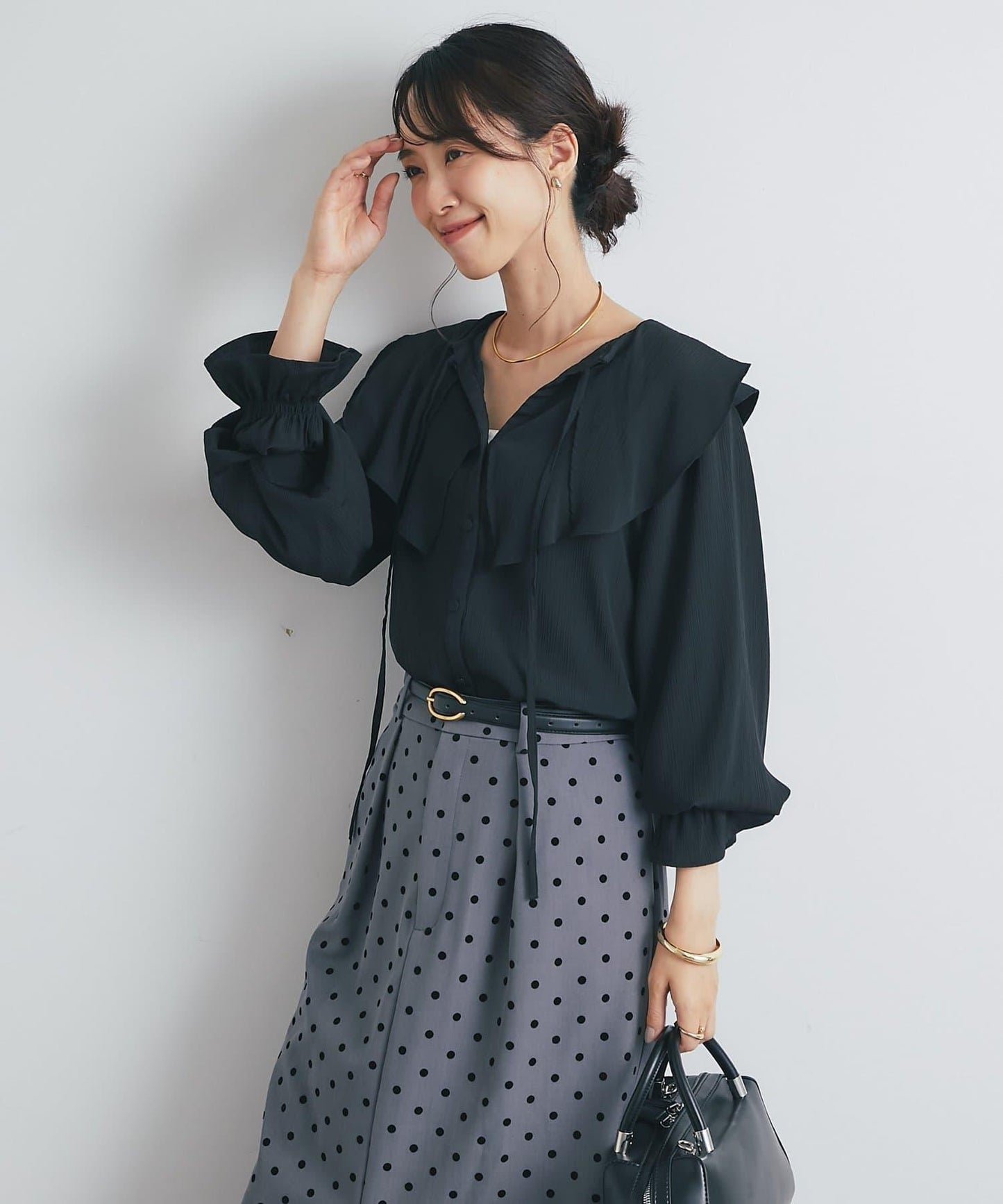 《成熟女性優雅氛圍◎》褶邊寬鬆上衣