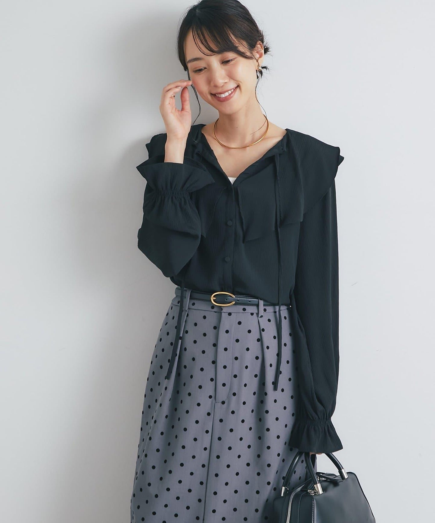 《成熟女性優雅氛圍◎》褶邊寬鬆上衣
