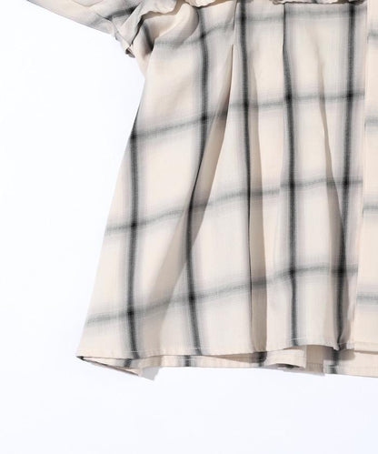 漸變格紋 波浪領襯衫 / 5分袖格紋襯衫