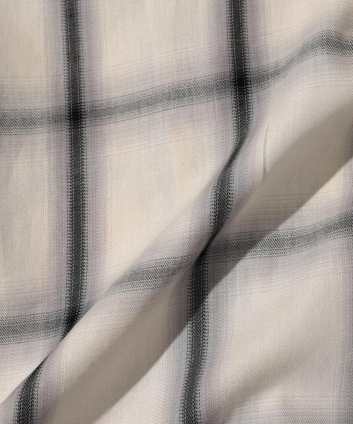 漸變格紋 波浪領襯衫 / 5分袖格紋襯衫