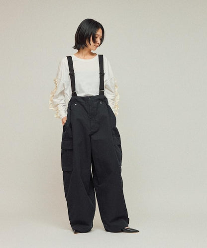 有機棉 袖飾邊 長袖T恤 / 長袖T恤