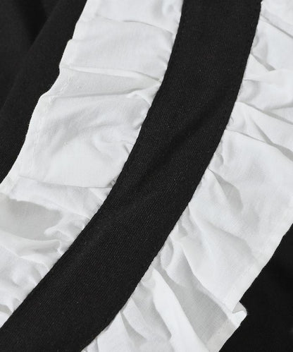 有機棉 袖飾邊 長袖T恤 / 長袖T恤