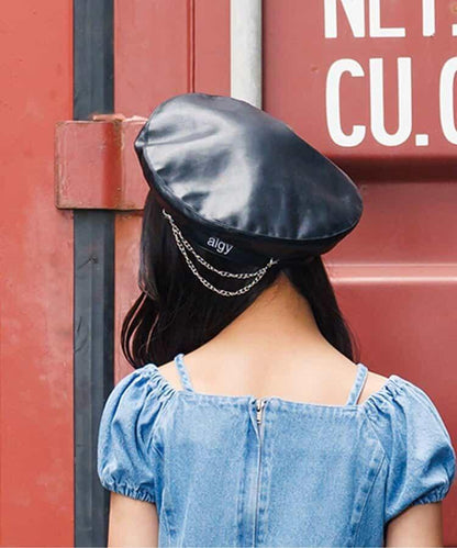 鏈條裝飾貝雷帽