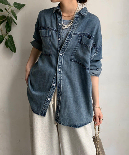 Lyocell牛仔口袋襯衫