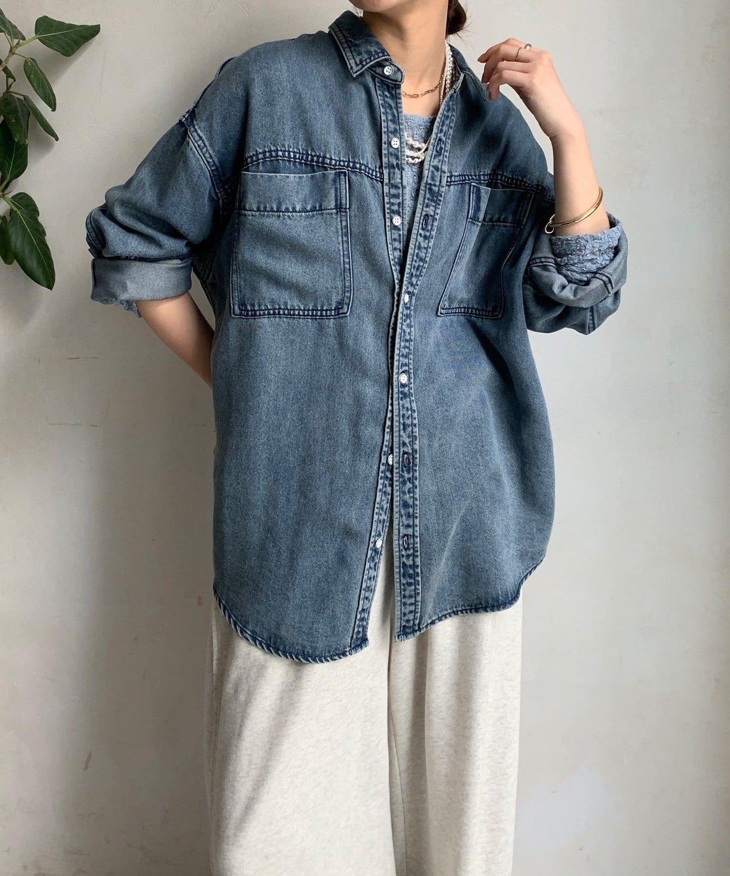 Lyocell牛仔口袋襯衫