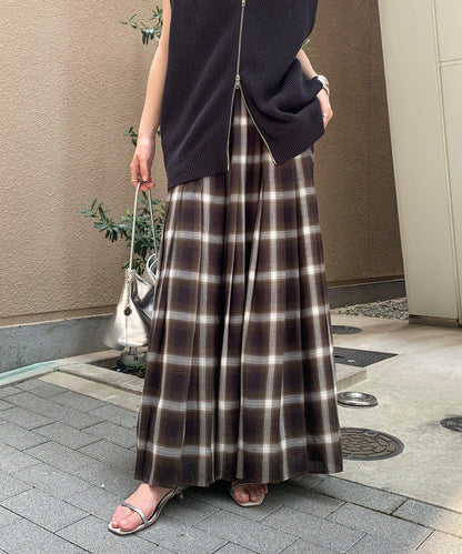 格紋褶裙