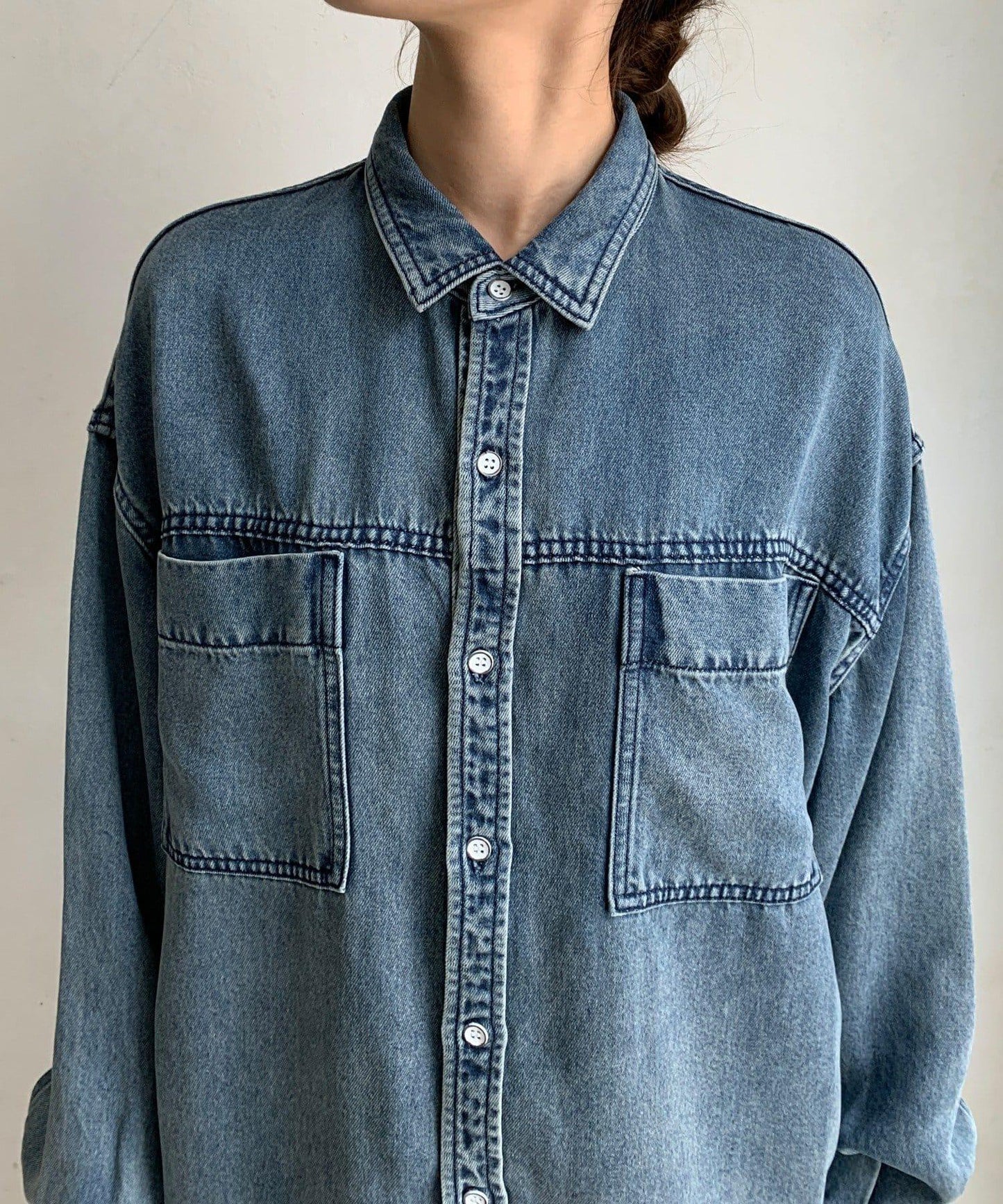 Lyocell牛仔口袋襯衫