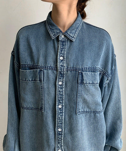 Lyocell牛仔口袋襯衫