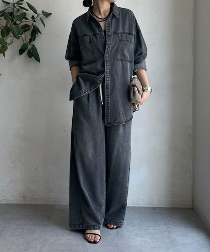 Lyocell牛仔口袋襯衫