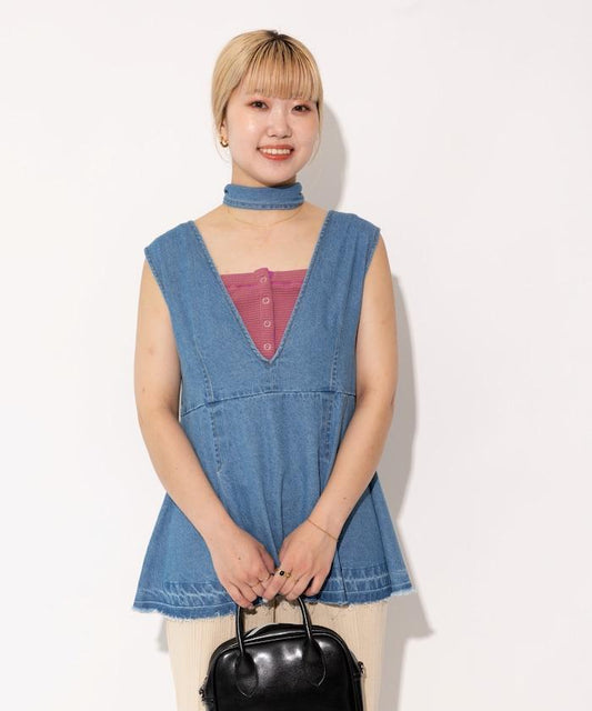 【全骨架優勝!系列】多功能蝴蝶結牛仔上衣<套裝搭配>