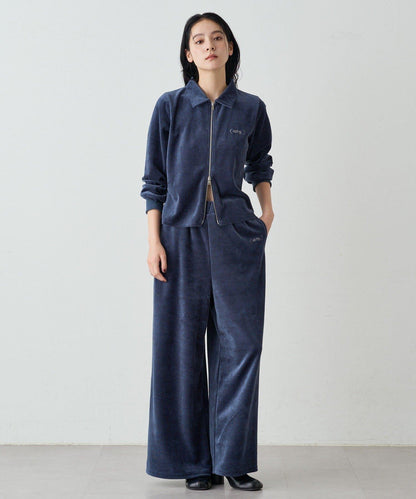 【earthy_】棉質絲絨雙拉鍊開衫