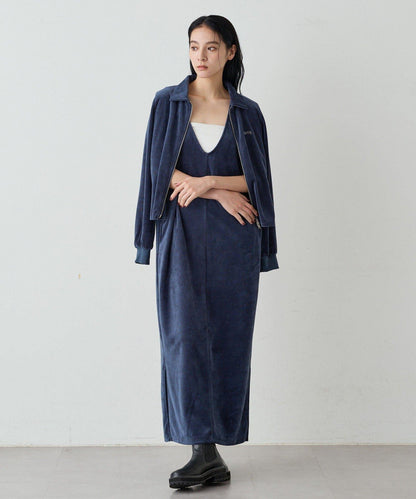 【earthy_】棉質絲絨雙拉鍊開衫