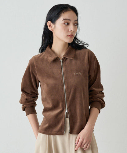 【earthy_】棉質絲絨雙拉鍊開衫