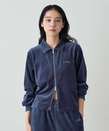 【earthy_】棉質絲絨雙拉鍊開衫