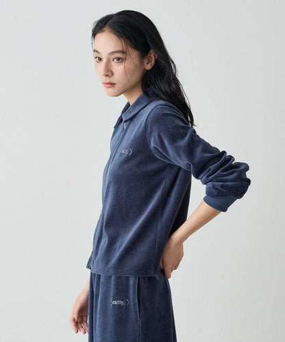 【earthy_】棉質絲絨雙拉鍊開衫