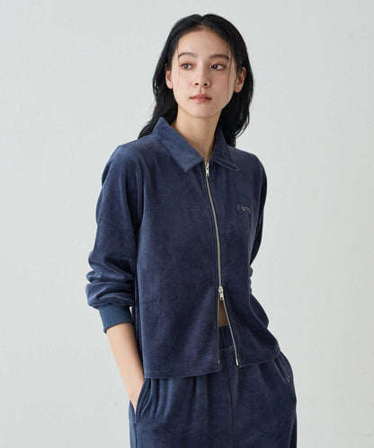 【earthy_】棉質絲絨雙拉鍊開衫